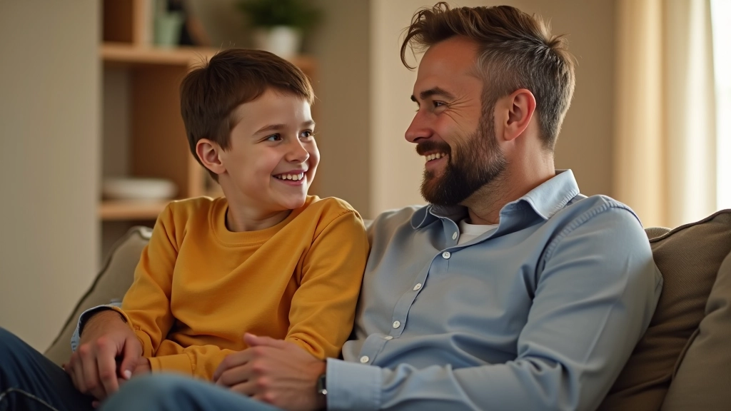 Parent and child engaged in meaningful conversation at home